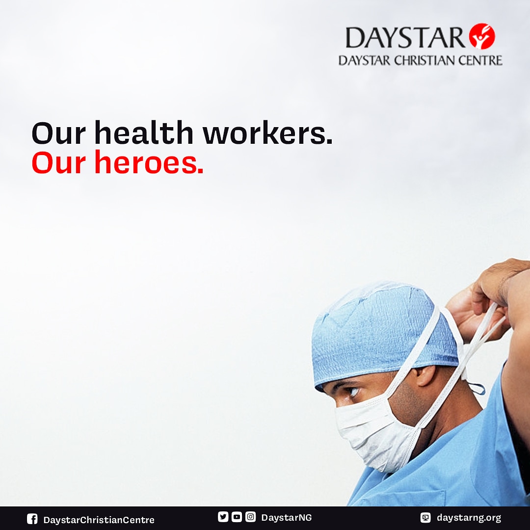 DaystarNG's tweet photo. Dear frontline health worker
.
As the pandemic swirls, we appreciate every moment of professionalism and compassion you bring to our world
Thank you
#DaystarMessageOfHope https://t.co/AVP4ejgZBX