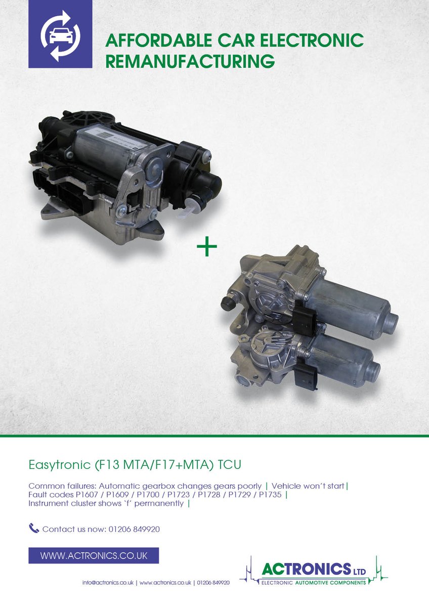 The Easytronic clutch actuator and selector motors are found on Vauxhall models and is almost identical to the Durashift system found on Ford vehicles.

We are able to remanufacture both parts of the Easytronic system.

Contact our customer service team on 01206 849920.