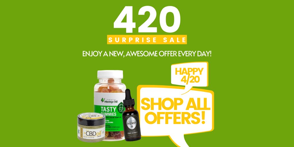 HAPPY 4/20! 🙌🏻

Shop Tasty Hemp Oil, Plus CBD Oil, Bluebird Botanicals, Hemp Oil Care, Alternate Vape, Purfurred, Therabis, Treatibles, Made by Hemp, Abinoid Botanicals, and Zero CBD at up to 30% OFF!😎

Shop NOW!👇🏻
healthyhempoil.com/product-tag/sa…

#HealthyHempOil #CBDempowered #CBD #420