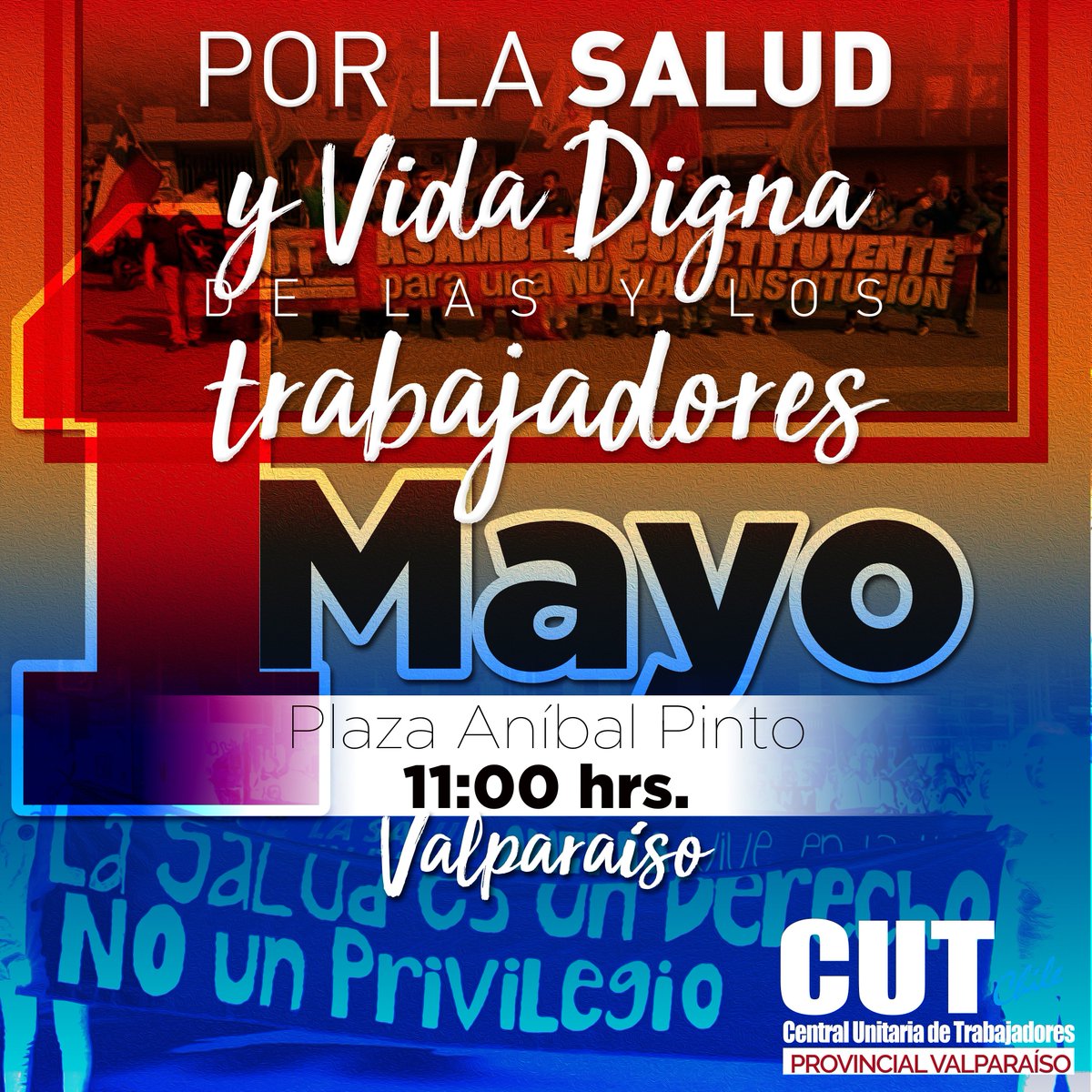 🔴 MARCHA DIA INTERNACIONAL DE LAS Y LOS TRABAJADORES

📢 ✊Viernes  1° de Mayo 2020
⏰ 11:00 hrs.: Plaza Aníbal Pinto hasta Plaza     del Pueblo "Salvador Allende G".

🏥Por la Salud y Vida Digna de las y los trabajadores🇨🇱