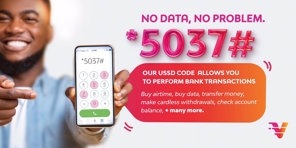 vbankng's tweet image. You asked for it and we’ve made it happen. Say hello to *5037#.

Now you can do all your bank transactions with the only numbers that exist with ease on V

Buy airtime, pay your bills, send money without data or on the V app.

#downloadvbyvfd #USSDbanking #getmore
