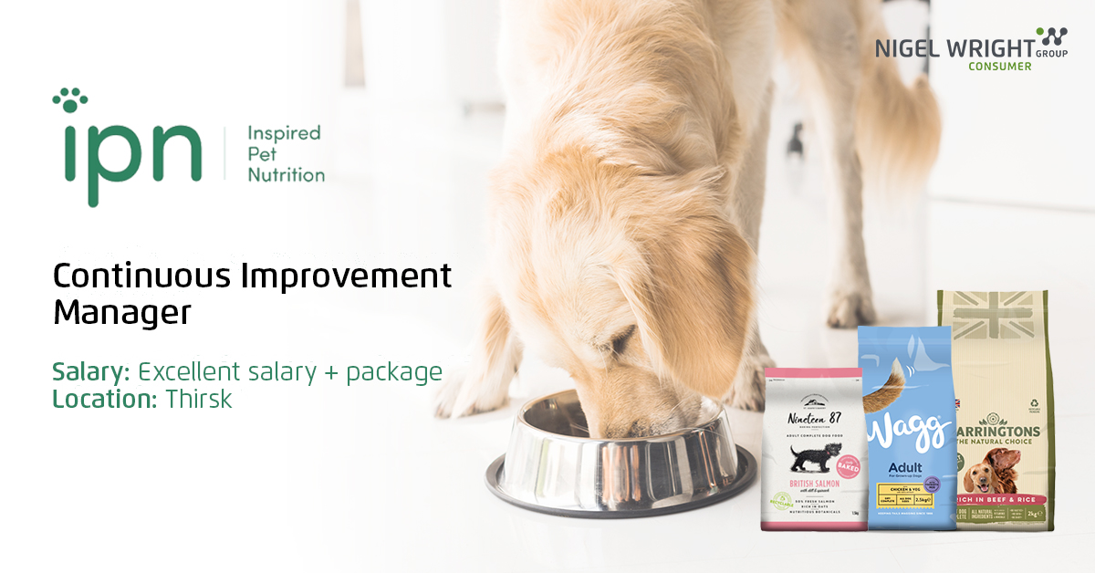 NWRecruitment's tweet photo. We are delighted to be supporting our client Inspired Pet Nutrition with its search for a Continuous Improvement Manager in Thirsk. For your chance to join this highly successful manufacturer, visit our website: https://t.co/6a6GFK9C9V #supplychain #manufacturing #consumer https://t.co/bvfyHPgdBq