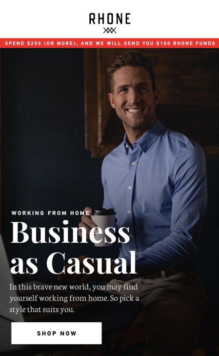 OfficeofExp's tweet photo. How will our work fashion norms change as a result of COVID-19? Some brands, like @Rhone, are leaning-in with new clothing lines that cater to working from home. #newnormal #wfh #covid19 #brands #pivot #quarentine #leanin #fashion https://t.co/lLbAa59u9Z
