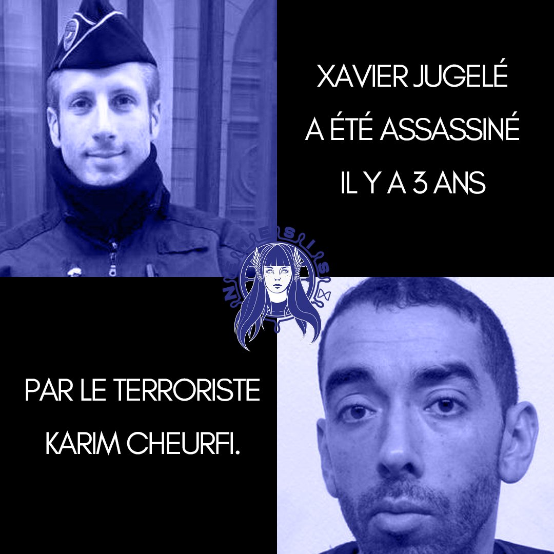 Xavier Jugelé a été abattu sur les Champs-Élysées il y a 3 ans par Karim Cheurfi, un terroriste islamiste et multirécidiviste connu pour les violences envers la police. Ceux qui crient souvent aux 'bavures policières' ne se prononcent jamais sur ces attaques. Hommage à lui 🙏🏼