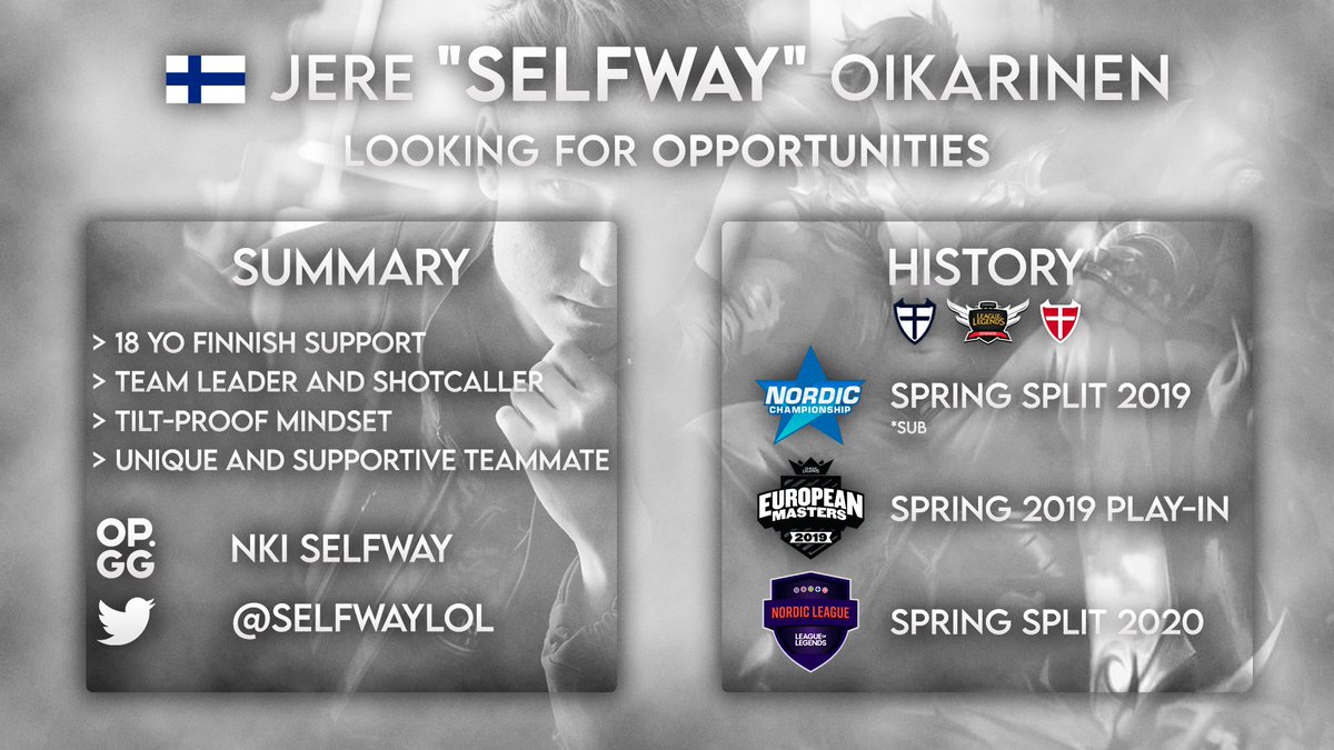 I'm still under contract but <a href="/NYYRIKKIesports/">NYYRIKKI 🇫🇮</a> has allowed me to explore options for the summer split!

✉️Feel free to contact me via Twitter DMs
💙RTs highly appreciated as always
