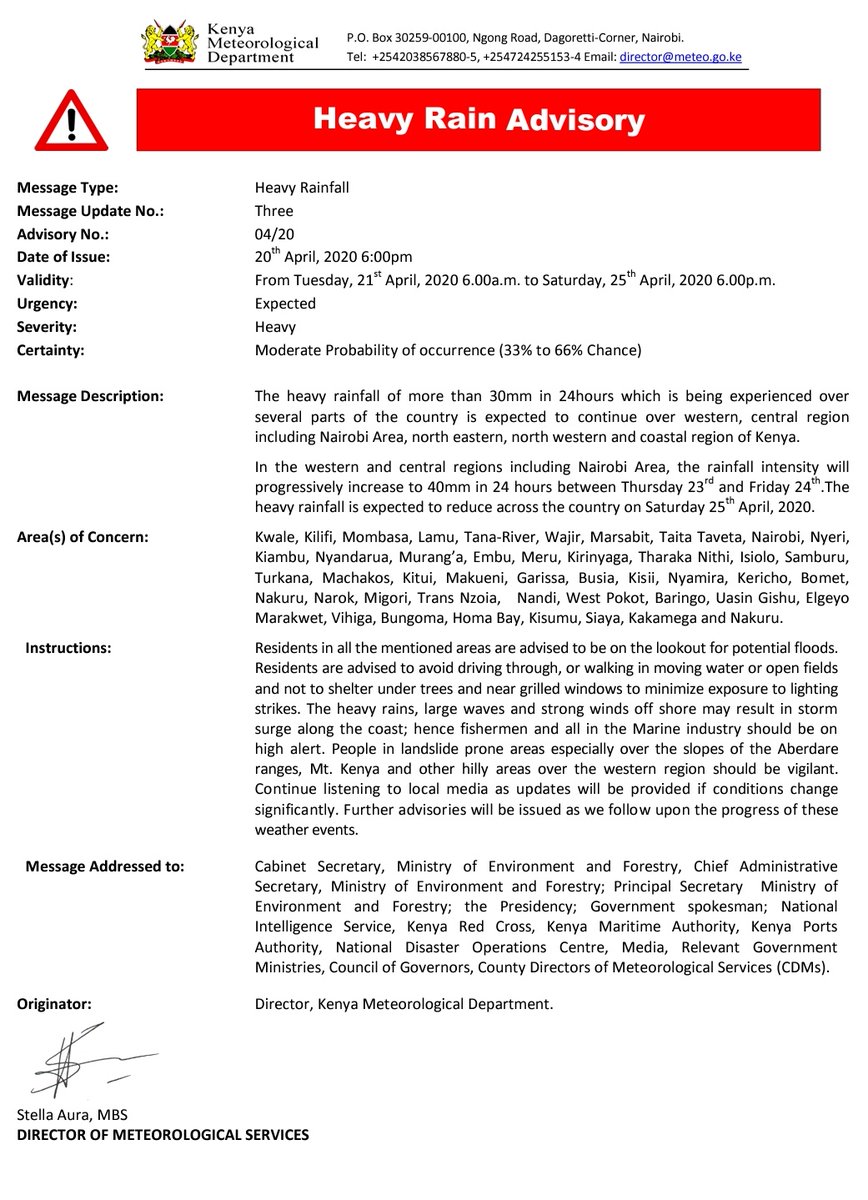 MulikaKenya's tweet photo. Kenya Meteorological Department Heavy Rain Advisory

🖼️@MeteoKenya https://t.co/qvwiRRrmLP