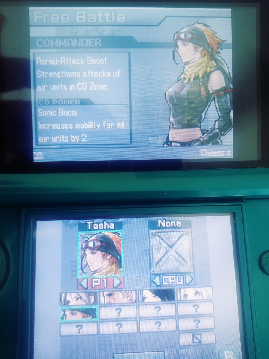 EienAlrest's tweet photo. Here we go! What better time to dig out my old 3DS and continue playing through Advance Wars Days of Ruin! Currently going through the Rubinelle Lazuria War Arc. Just unlocked Tasha! Intelligent Systems bring back Advance Wars please :D
#AdvanceWars #DaysOfRuin https://t.co/MJxrJizqrf