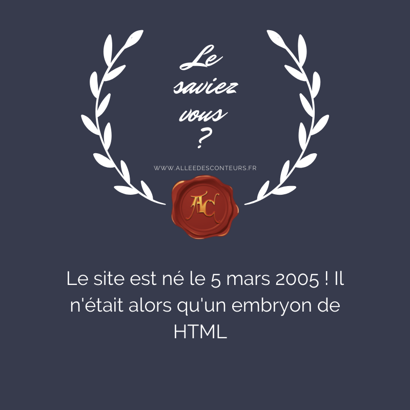AlleeDConteurs's tweet photo. #LeSaviezVous
Le site est né le 5 mars 2005 et n'était alors qu'un embryon de HTML qui n'a cessé d'évoluer depuis.

🎁Le jeu des 15 ans continue ici : https://t.co/NR1pgDrvcf

#webpublication #fiction #anniversaire #ecriture #communauté #auteur #autrice https://t.co/wiF65Ctffl
