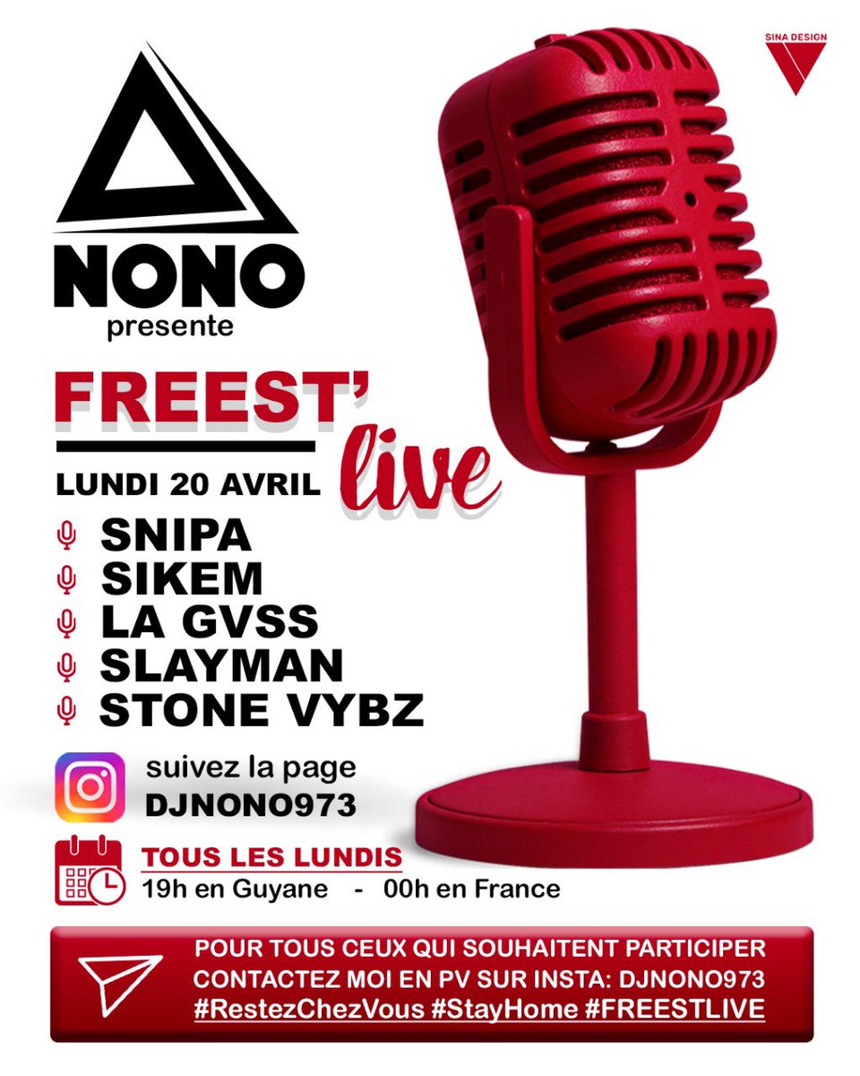 DjNonO973's tweet photo. On démarre ce soir avec SIKEM - SNIPA - STONE VYBZ - SLAYMAN & LA GVSS #Freestlive https://t.co/2RuBJKwdwG