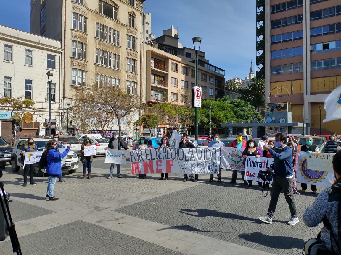 Manifestación de Trabajadoras/es del sector publico de Anef de Valparaíso , ante el anuncio criminal del gobierno de Sebastian Piñera