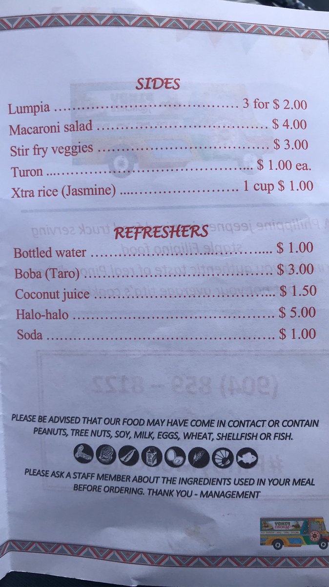 PinoyMunchies's tweet photo. We are cooking!! We had some minor issues in the morning which caused us a little delay, but the show must go on! Here’s our menu... special of the day will be posted shortly! https://t.co/7nw0KXxykT