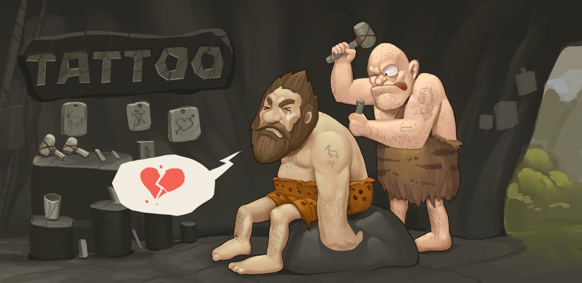CavemanChuck's tweet photo. Did you know that #caveman Chuck was in #tattoos salon? 

Let's play on #mobile or #NintendoSwitch 

https://t.co/4k3ItAFgiy https://t.co/dhCPNyYoQC