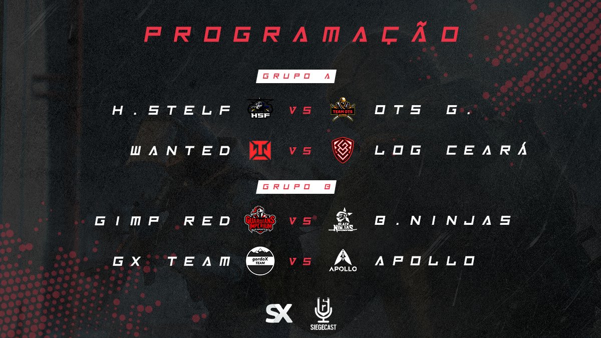 straxelgg's tweet photo. A partir de 19h teremos 4 jogos de 2 grupos diferentes sendo jogados.
Grupo A
@teamhsfgaming 🆚 #TeamOTs - 🎙️@LuukeRamires
@wtdoficial 🆚 @logceclub - 🎙️@bonz0ocaster
Grupo B
@GimpeSports Red 🆚 @BNinjaseSports Ac. - 🎙️@nishwegger
#gXTeam 🆚 @GGApolloTeam - 🎙️@PedroSePz https://t.co/GtsgawQYY5