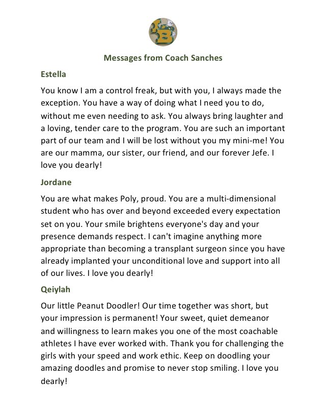 LBPolysoftball's tweet photo. Senior Day message from Coach Sanches...!
#lbpolysoftball #seniorday #jackrabbitforlife @562sports @ALLin_press https://t.co/L9sJTZ1PZ2