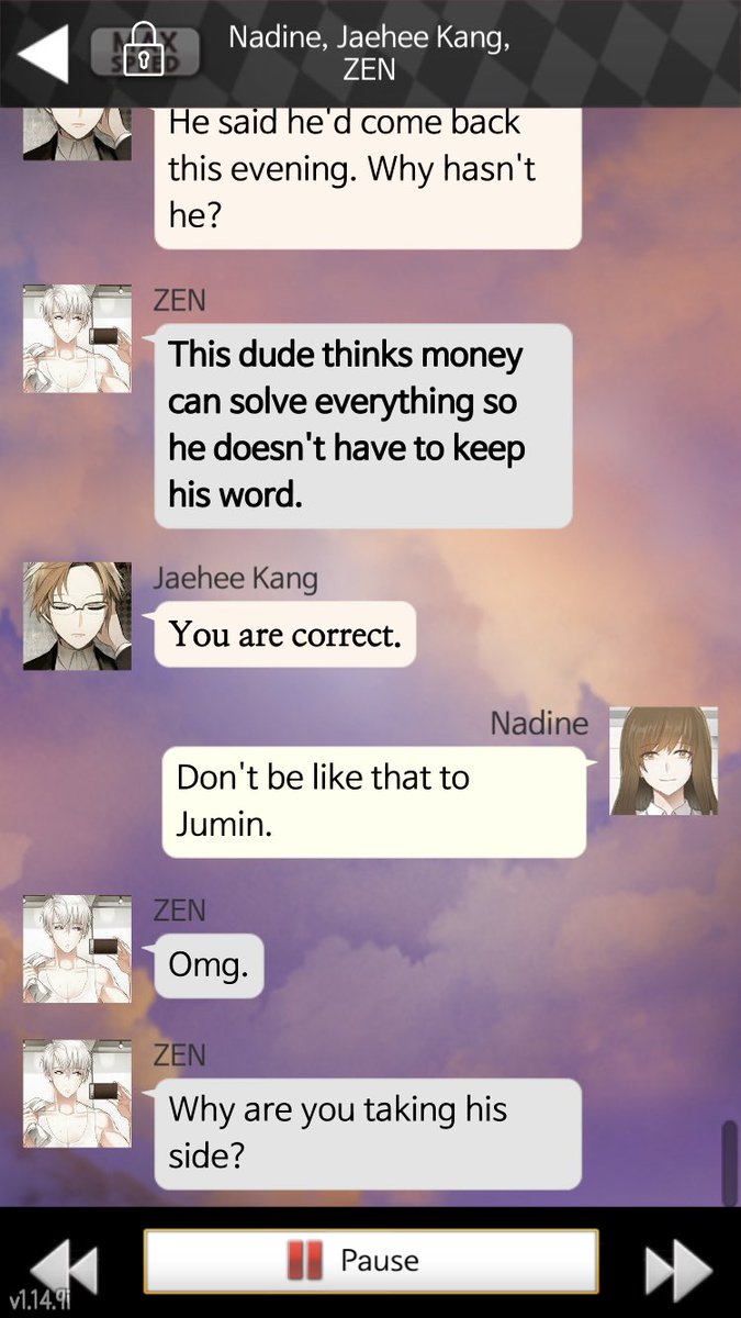 no shit talking jumin on my watch only i can do that even though i’m on zen’s route and jumin is currently distant and a dick to me