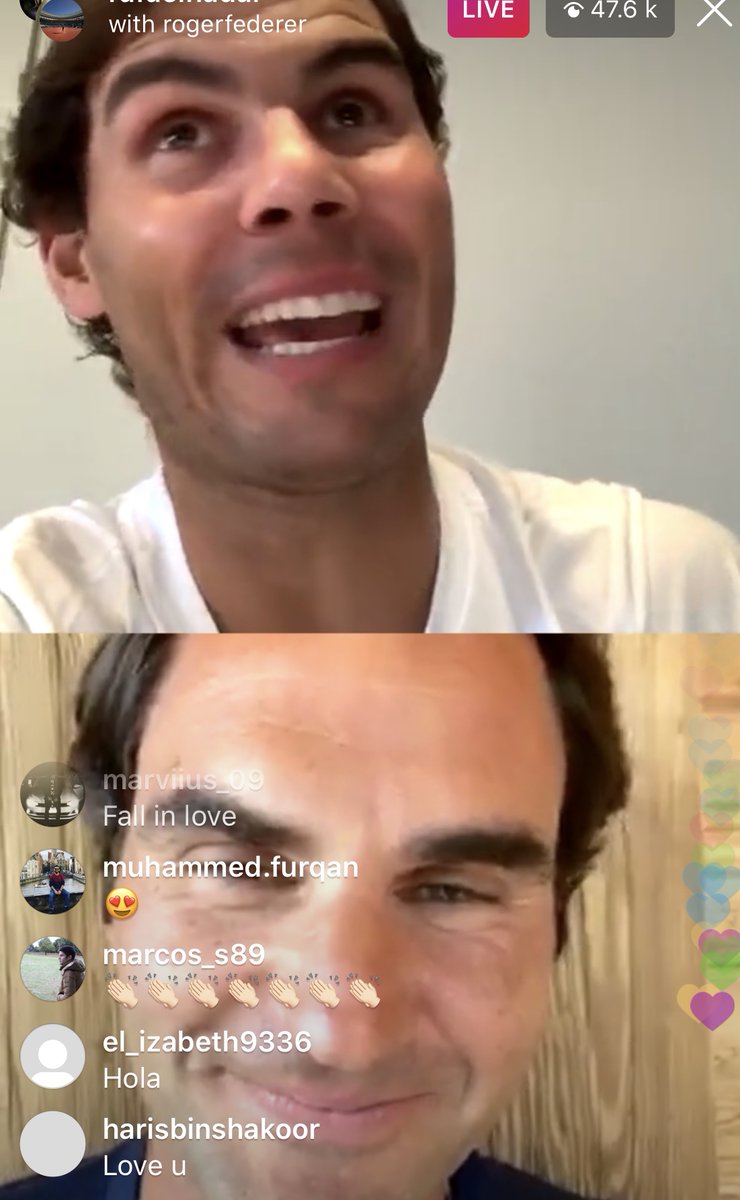 atptour's tweet photo. #Fedal are LIVE!

Check out @RafaelNadal &amp; @rogerfederer on Instagram Live 👋 https://t.co/uecyPThQ2b