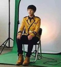 Jungkook getting his photo taken