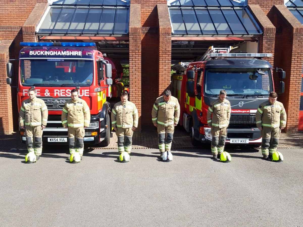 FireGerrardsX's tweet photo. A minutes silence today to remember CFO Goddard who recently passed away. @Bucksfire https://t.co/mvGrpPlSdo