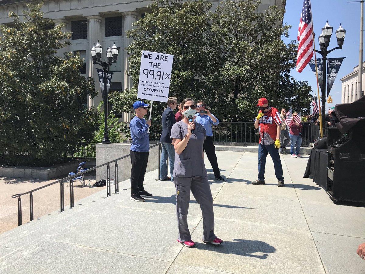 This woman, Misty Smith, is a home health nurse in Nashville but she is announcing that “all our hospitals are sitting empty.” (Tennessee reports there have been 724 coronavirus hospitalizations)