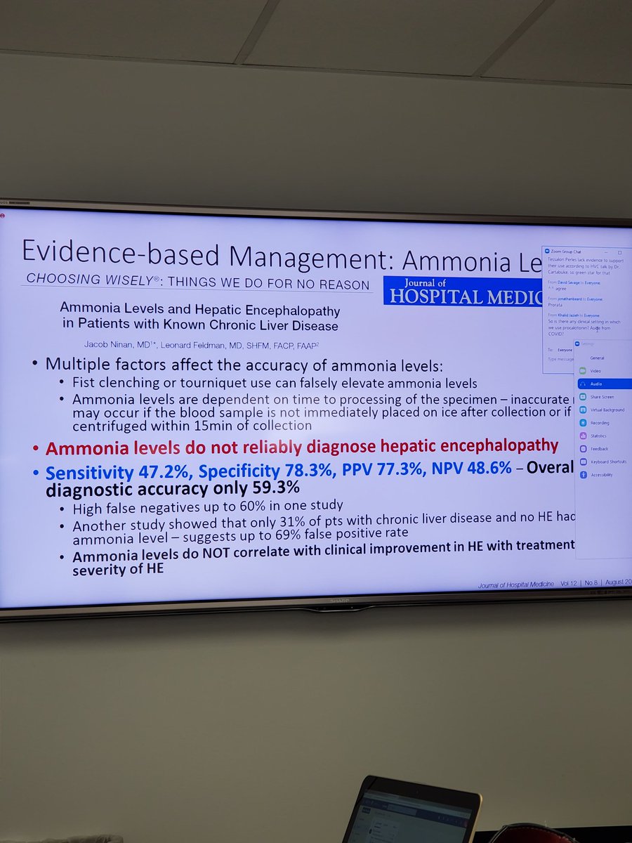 Wonderful high value care conference today by #Dr. Donato!! Ammonia levels do not correlate with clinical improvement in HE.  🧠@CCF_IMCHIEFS @abbyCCim #ThingsWeDoForNoReason
