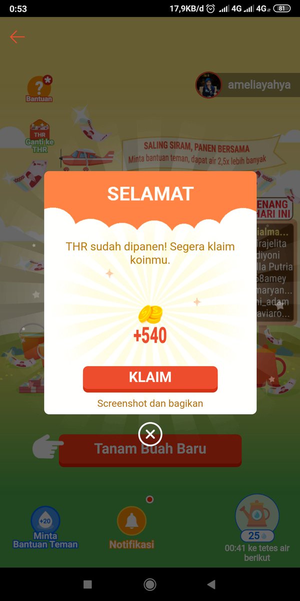 ameliayahya's tweet photo. Bismillahirrahmanirrahim, Semoga beruntung, hasil panen Shopee tanam hari ini 20 April 2020 @ShopeeID Semangat terus dan coba terus..
#ShopeeTanamTHR10M #ShopeeDariRumah
#ShopeeID https://t.co/7kgcZf1F2u