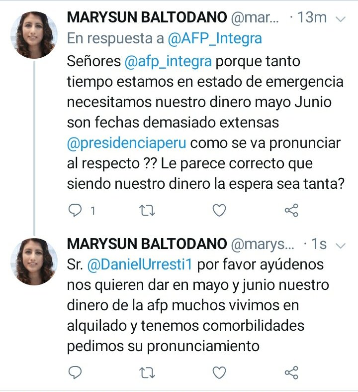 marysun14's tweet photo. @AFP_Integra @presidenciaperu @DanielUrresti1 https://t.co/a6SERGV65S