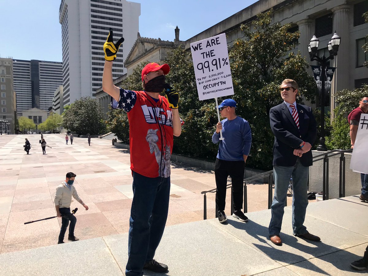 Today’s reopen rally organizer Steve Hasty of Murfreesboro says what he misses most is sitting in restaurants and getting free drink refills.“I hate having to get two iced teas in the drive thru,” he says.