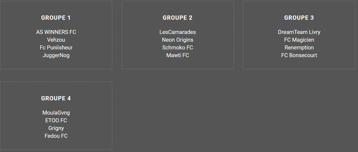 Les groupes de ce soir :