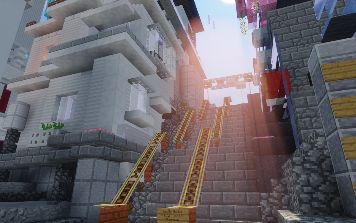 the stairs from "Your Name" in minecraft, which has a real-life location. 

i thought it was a cool build 

built by me
built on the @VivatCreative server