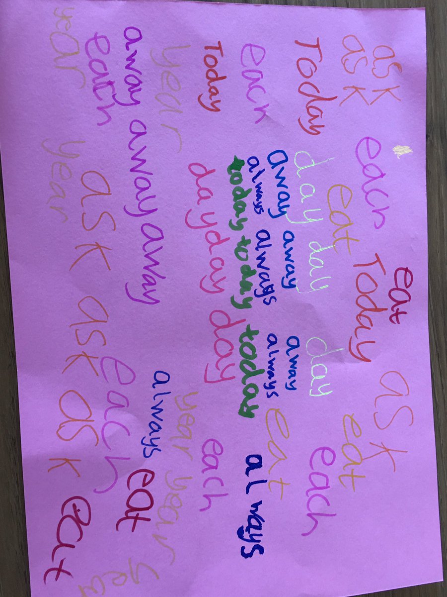 L has enjoyed planning her tasks for the week, first task was practicing common words and writing them using lots of different colours <a href="/HolytownPS/">Holytown PS & NC</a>