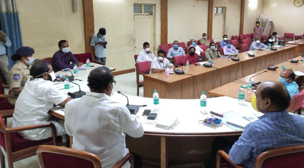 VSrinivasGoud's tweet photo. Conducted a review meeting with the Mahabubnagar District Administration at Collectorate on the measures taken to prevent the spread of corona virus in Mahabubnagar. https://t.co/39derce3Pk