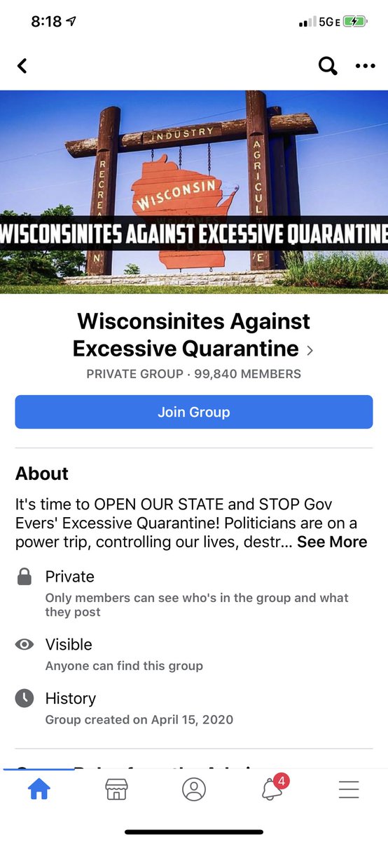 I just scrolled the “Excessive Quarantine” groups on Facebook & it’s very obvious this was orchestrated by one individual or group. There is group for almost every state, they were created within a day or two of each other, & the descriptions are nearly identical..  #StayHome  