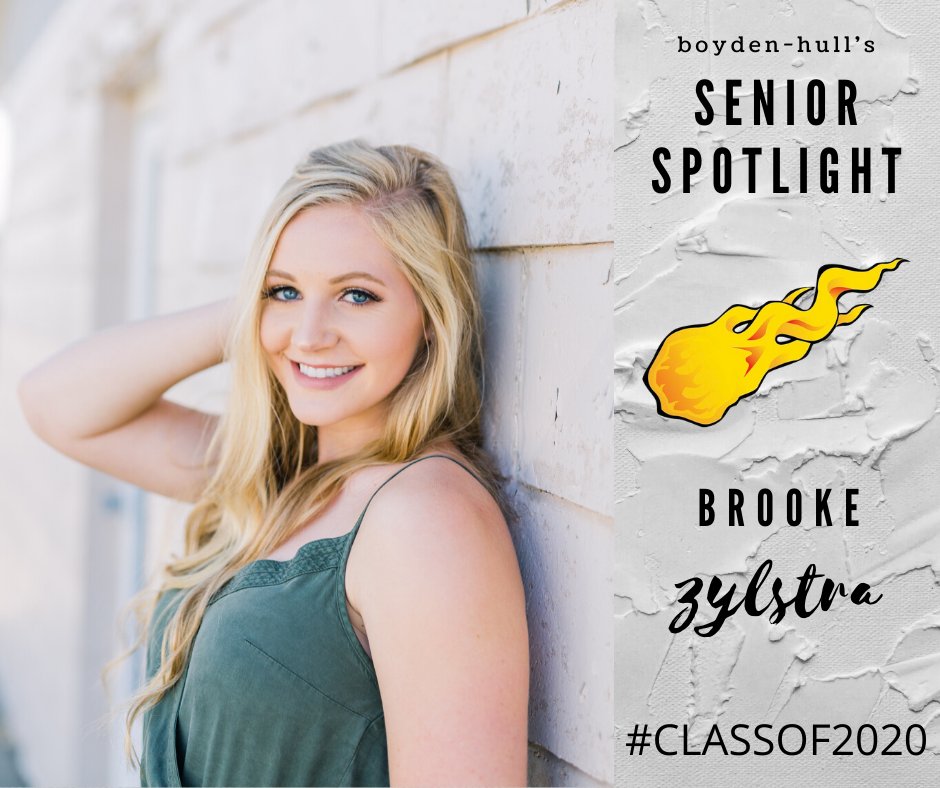 Senior Spotlight-Brooke Zylstra
Brooke is involved in VB, BB, SB, Track, NHS, FCA, and Hull FRC youth group. She will study business management/administration at NWC &amp; play basketball. She will miss all her teammates &amp; friends she has made memories with over the years.