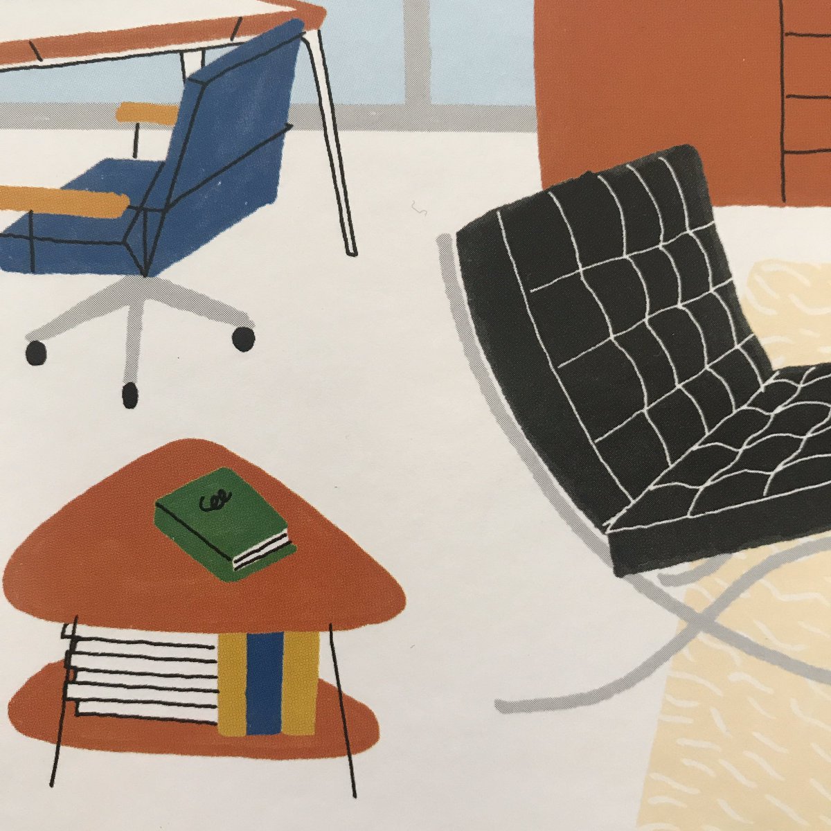 Where might books end up once they are taking home? Some may end up as Modernist room dressing, like this one  #booksinchildrensbooks