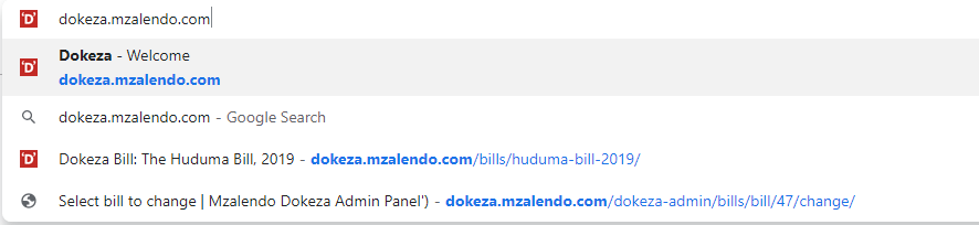 This is a step by step guide on how to use  #Dokeza to share your views on Bills. 1. Type  http://dokeza.mzalendo.com  on your web browser.  #Dokeza  #PublicParticipationKE