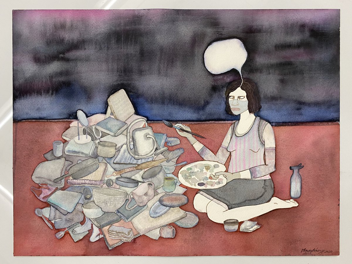 Our #ArtistOfTheWeek #DhruviAcharya’s been painting away her days and nights in her studio! 👩‍🎨🎨 Support the artist that we all love by viewing her new exhibition online via <a href="/ChemouldPrescot/">ChemouldPrescottRoad</a>: privateviews.artlogic.net/2/25388a44d9d0