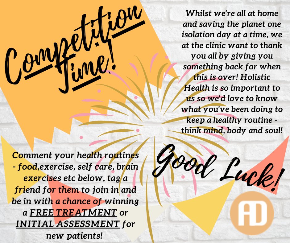 Comment below with any positive ideas or activities you've taken part in to cope this lockdown, and be entered! Winner announced Saturday 25th April, good luck! 
#Chiropractic #Competition #Win #Cardiff #CardiffBiz #business #WelshBiz #WelshBusiness #healthylifestyle