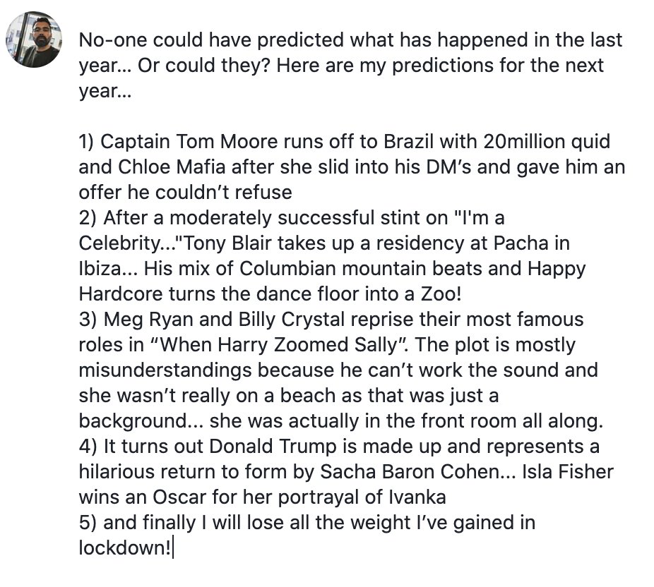 damjoy's tweet photo. who can tell the future? We'll I'm gonna have a a go....

#ByThisTimeNextYear #CaptainTom #ChloeMafia #TonyBlair #MegRyan #BillyCrystal #Zoom #DonaldTrump #IvankaTrump #SachaBaronCoen #IslaFisher #WeightGain #Lockdown https://t.co/Mn2lTFlA3b