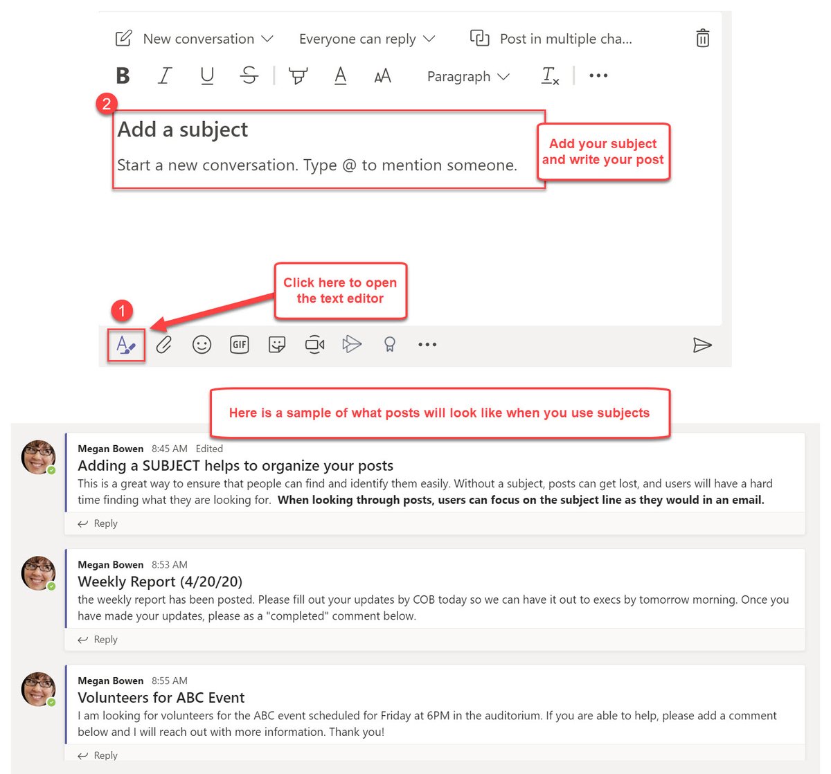 mariaITadoption's tweet photo. If you're using Office 365, Teams has become an everyday staple in your life. Understanding how to best use it is key. Here is a tip I find helpful when working in the app - 
Add subjects to your posts to keep them organized and together #teamsbestpractices #MicrosoftTeams https://t.co/MzY4cIabN6