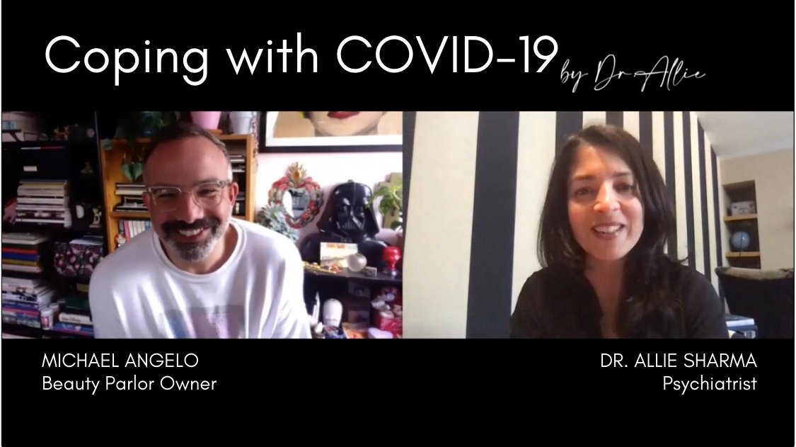 alliesharma's tweet photo. Catch Episode 6 of Coping with COVID-19 by Dr. Allie with guest Michael Angelo @mr_wonderland on A Beauty Parlor Owner's Perspective: https://t.co/eMVfTa5unt #CopingwithCOVID19 #mentalhealthmattters #covid19 #letsgetclinical #dralliesharma #drallie #beautyparlor #hair https://t.co/XJLVR7YHde
