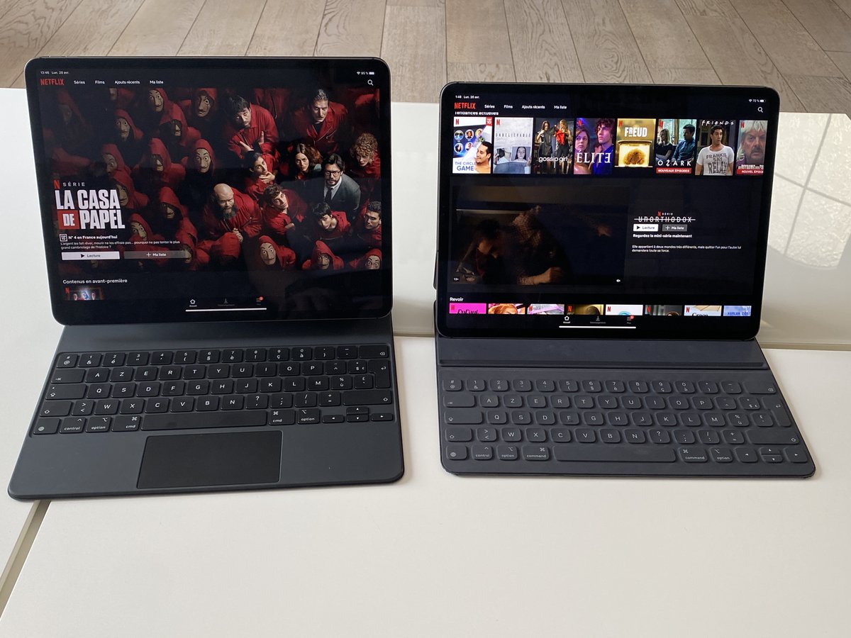 Melinda_DS's tweet photo. Le #MagicKeyboard de l'#iPadPro est arrivé. Ca fait étrange d'avoir l'écran en lévitation. Premières impressions : il est un peu plus lourd, le clavier est plutôt agréable et le trackpad, c'est quand même top (ENFIN !!!). #TechLCI https://t.co/zrLgLFl548