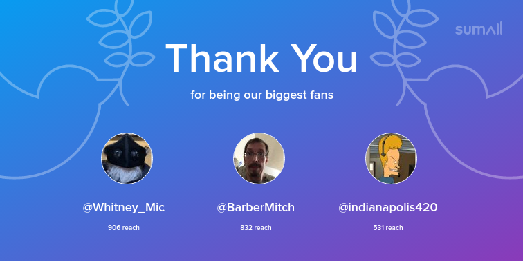 ronbeineke's tweet photo. Our biggest fans this week: Whitney_Mic, BarberMitch, indianapolis420. Thank you! via https://t.co/P8wWrcqzEX https://t.co/ikR2xu5w0g