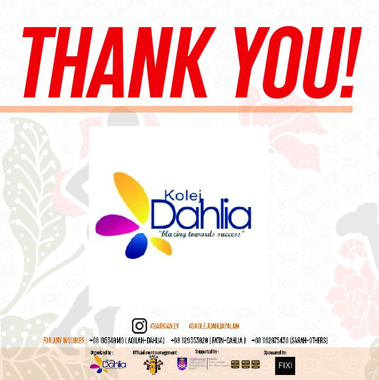 arkian_ev's tweet photo. Special Shoutout to Our Official Organizer @KolejDahlia! Thank you for choosing us as Larian Warisan Dahlia Virtual Official Event Manager! Without you, this remarkable journey wouldn't happen. 🌺 https://t.co/iNNKD39IGB
