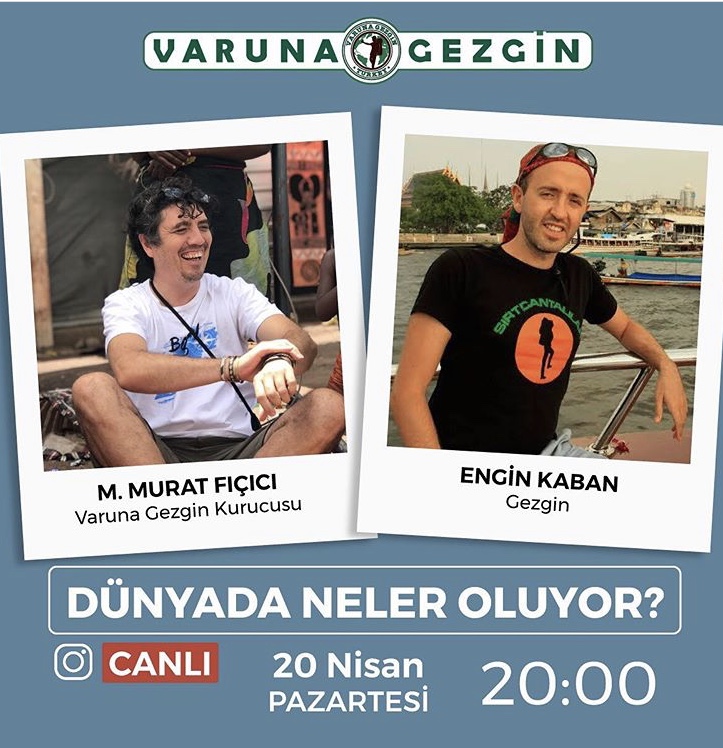 Bu akşam 20:00'da Murat Fıçıcı ile sohbet edeceğiz. <a href="/sirtcantalilar/">Sırtçantalılar</a> ve <a href="/VarunaGezgin/">Varuna Gezgin</a> instagram hesaplarından canlı izleyebilirsiniz. Gündemden yorulduysanız biraz gezgin muhabbeti iyi gelir :)