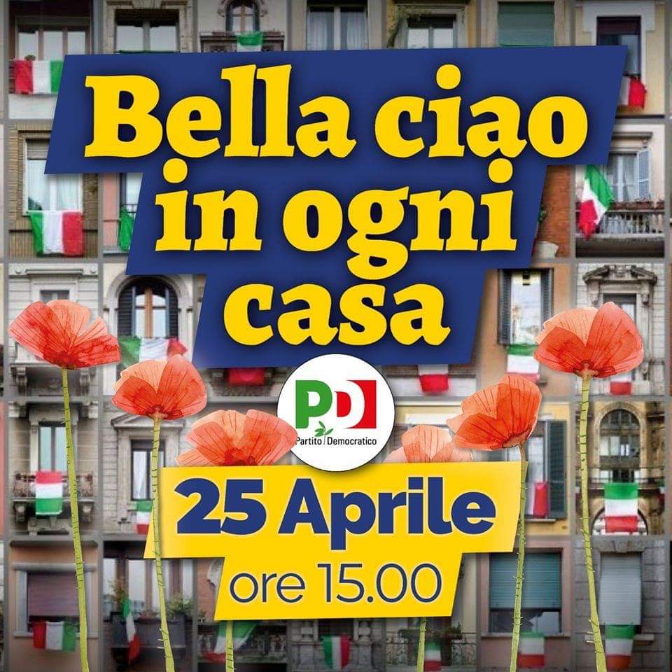 #25Aprile, alle h15🌹 Cantiamo #BellaCiao e appendiamo il tricolore in ogni casa 🇮🇹
Io aderisco all'appello dell'ANPI
Quest'anno facciamo un corteo di voci e di valori.
Abbiamo bisogno di ricordare l'importanza e il significato di questo giorno di liberazione
#bellaciaoinognicasa