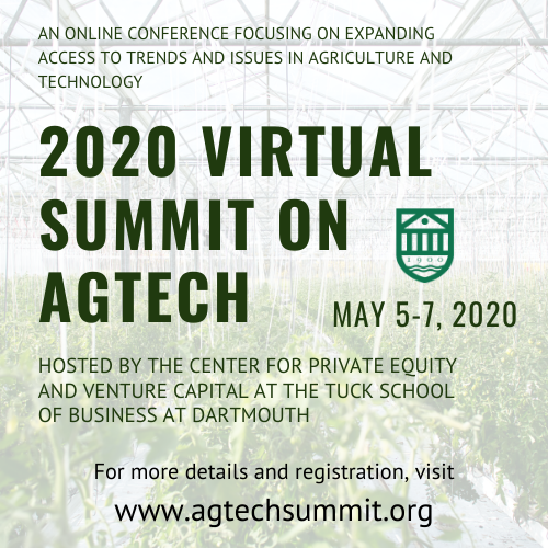 FoodAgTuck's tweet photo. Join us on May 5-7, 2020 for the second edition of #TuckAgTechSummit. Three days of talks and panels covering a wide range of cutting-edge topics with an impressive speaker lineup. Register today: https://t.co/tsxMRM8kSX
#agtech #farmtech #sustainability #trends #innovation https://t.co/bnJgSXBdBq