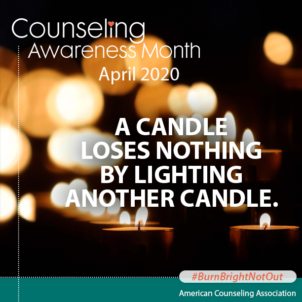 ACACounselors's tweet photo. It's okay to "borrow a light" when your own gets dimmed. In these times, it may even be necessary. #CounselorsHelp #BurnBrightNotOut https://t.co/tPSQxlsIDF