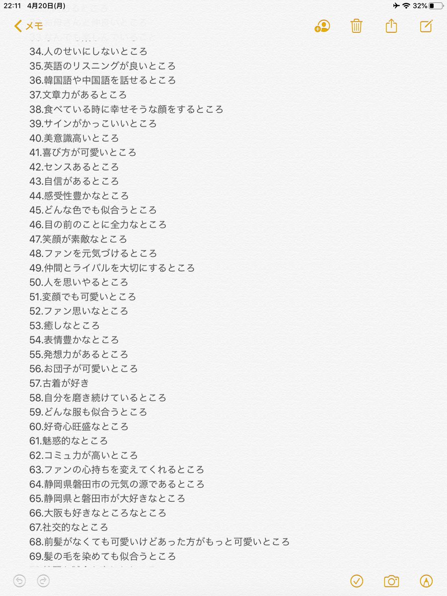 推しの好きなところ100個