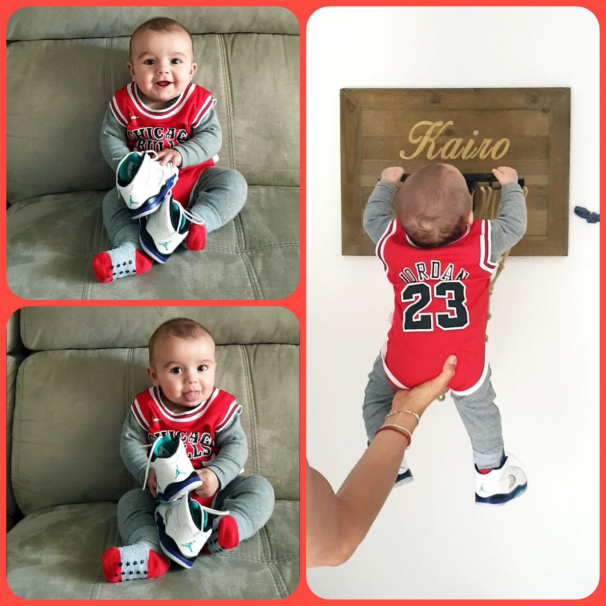 _RYFG_'s tweet image. Mi hijo Kairo de 4 meses es un autentico seguidor de los #BullsNation , ya imita con la lengua fuera a su jugador favorito 😛🏀
#DíaDeLosBulls
#TheLastDance