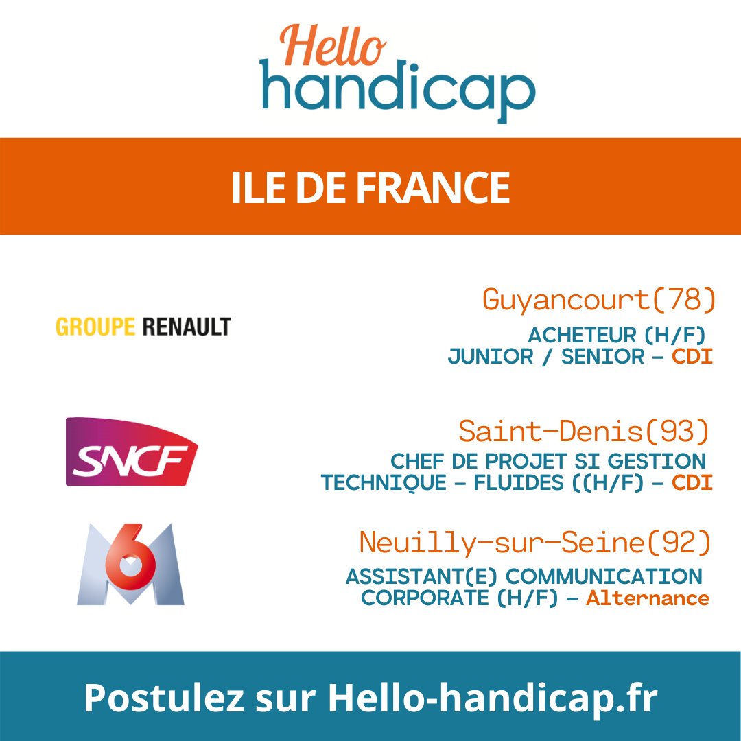 Handicap_fr's tweet photo. ⏱️Trouvez l'emploi que vous recherchez sans vous déplacer ! J-7 pour postuler sur https://t.co/AC6yfZtxXR . Passez les entretiens sans vous déplacer
#emploi #handicap #rqth #zerodeplacement #cdi #cdd #alternance #Handicap #paris #iledefrance #parisjob #parisetudiant https://t.co/9n6TutxMMV